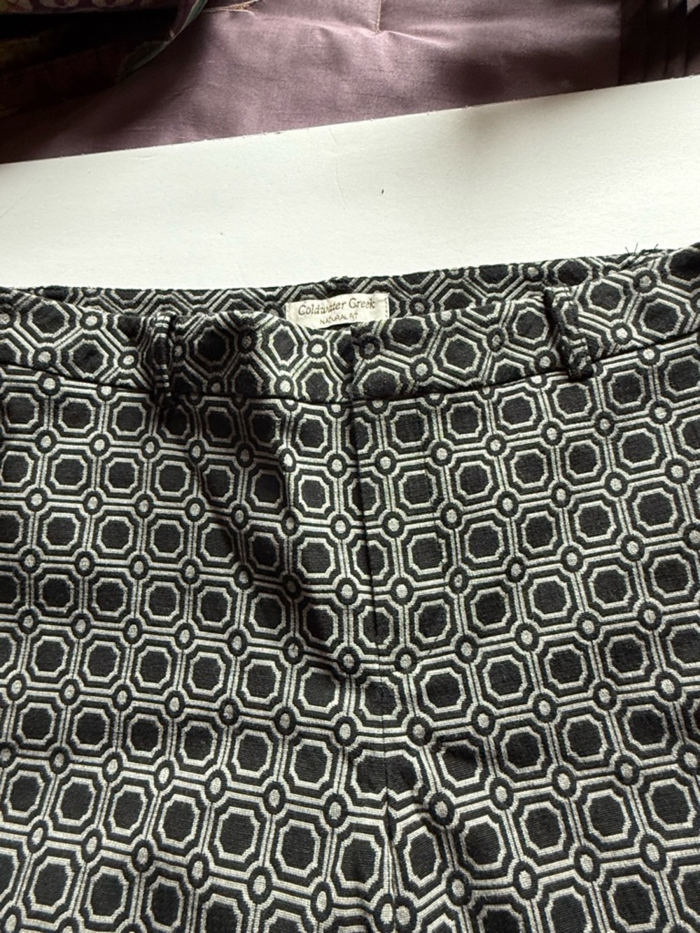 Coldwater Creek Geometric Boho Pants - Black & Cream 12P - Picture 5 of 11